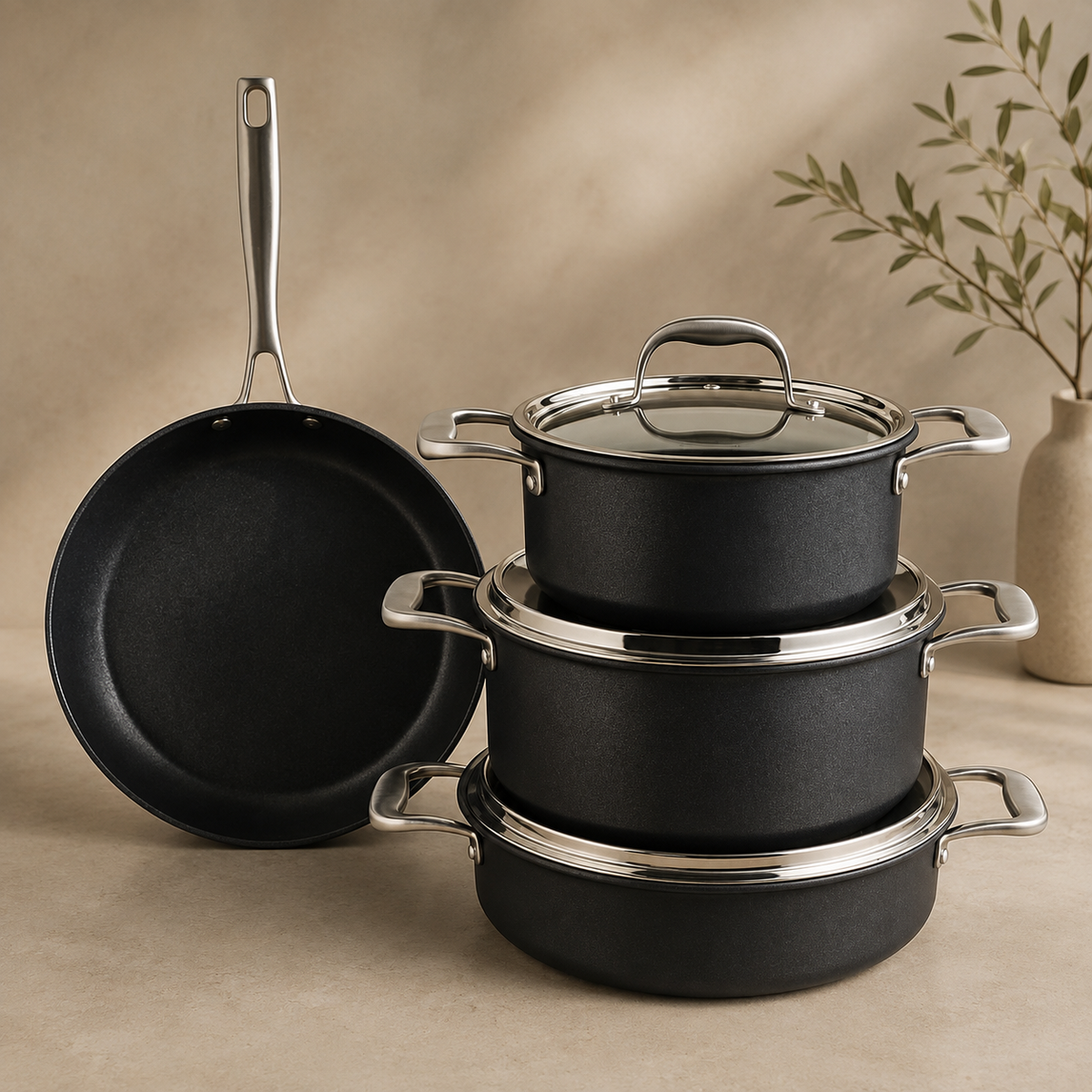 Karaca BioDiamond Pro Induction Base 7-Piece Cookware Set, 153.03.07.7040