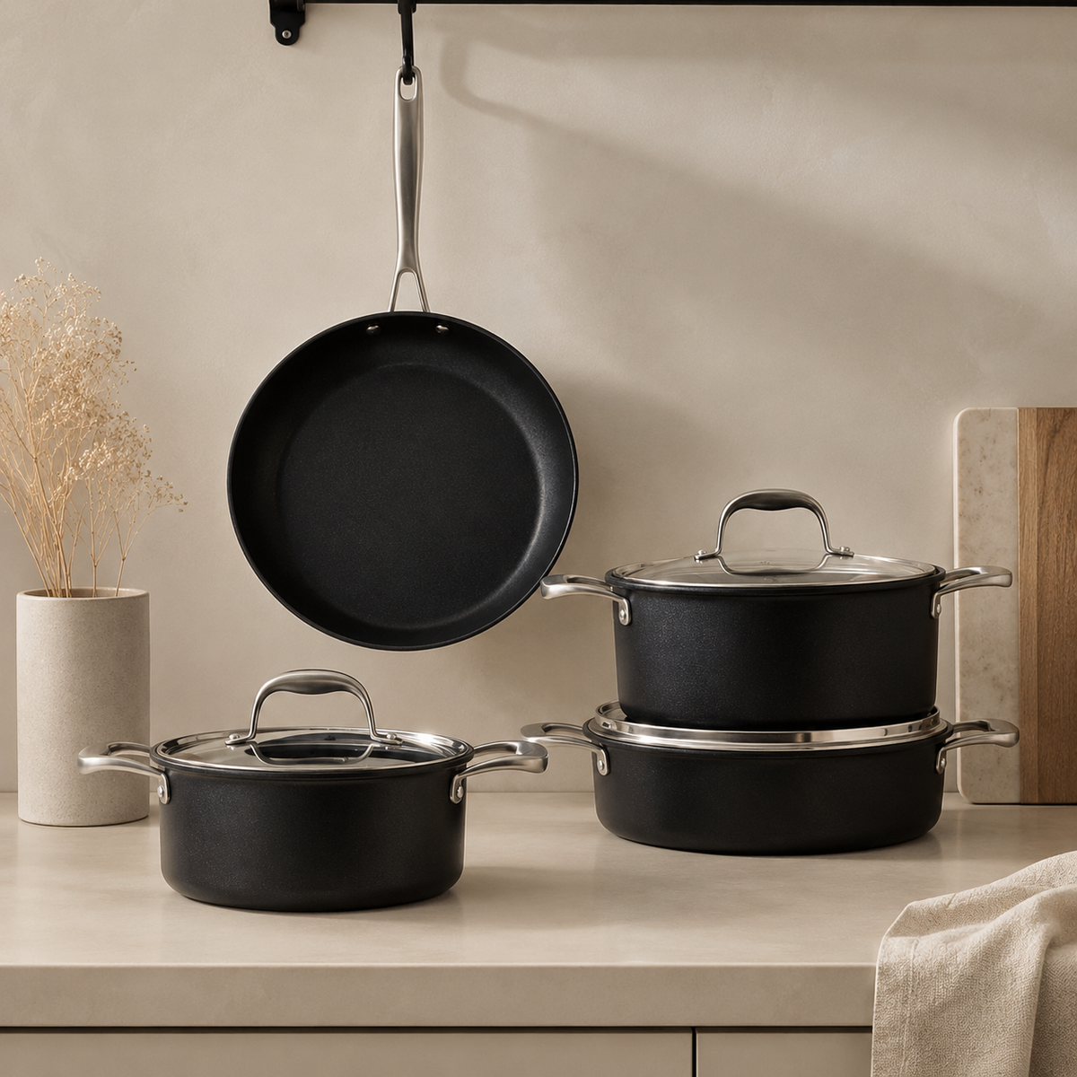 Karaca BioDiamond Pro Induction Base 7-Piece Cookware Set, 153.03.07.7040