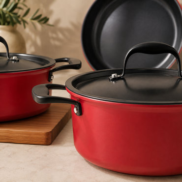 Karaca BioDiamond Pro Induction Cookware Set Japanese Red - 7 Pieces, 153.03.07.8092