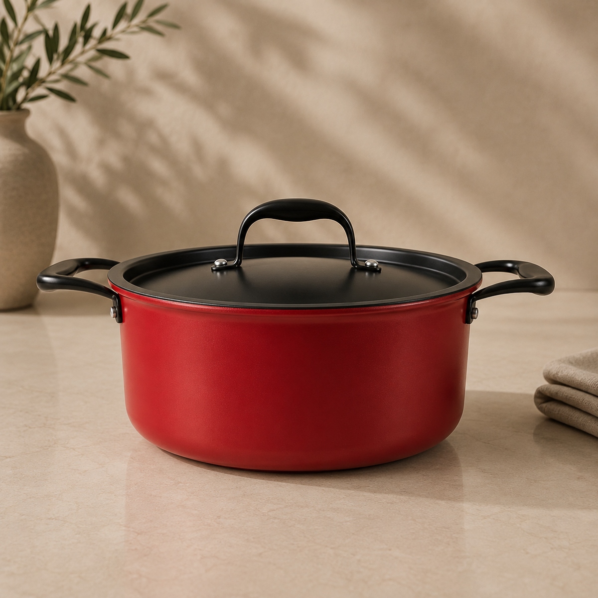 Karaca BioDiamond Pro Induction Cookware Set Japanese Red - 7 Pieces, 153.03.07.8092