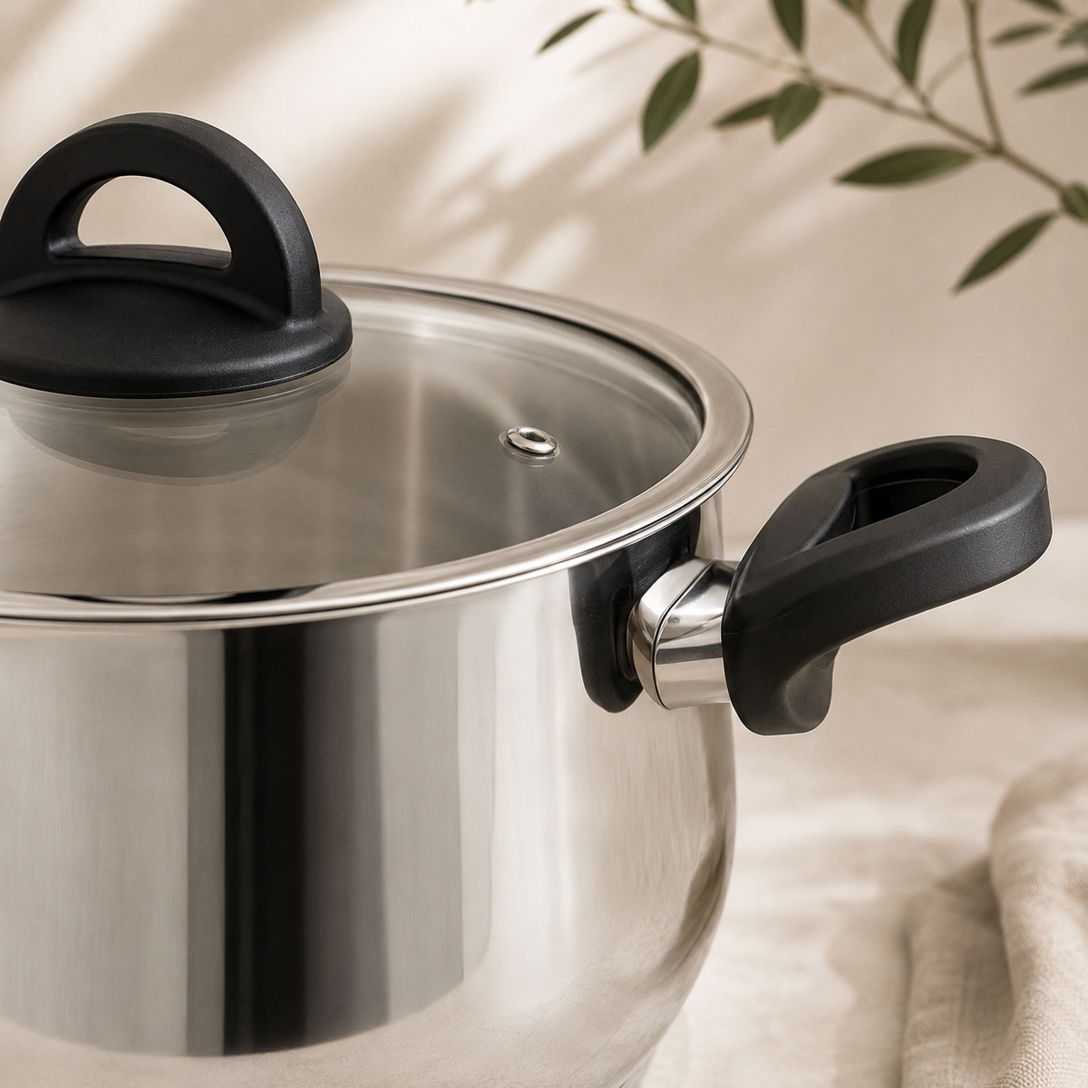 Karaca Florya Antibacterial Stainless Steel Cookware Set Black – 8 Pieces, 153.03.08.0416