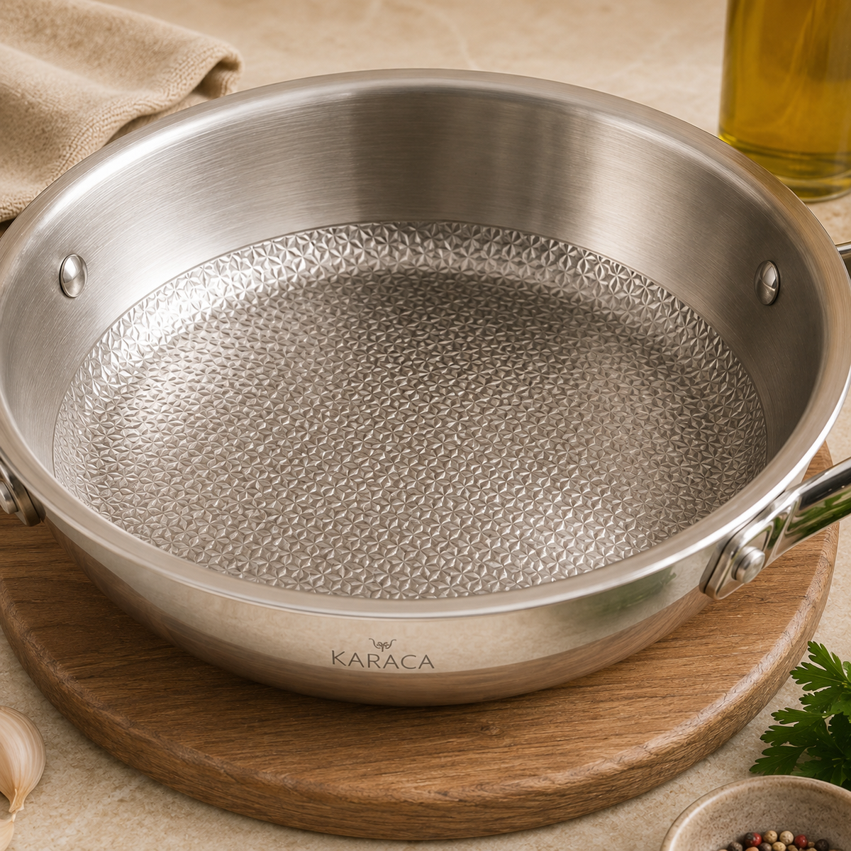 Karaca 3Ply PowerSteel 316+ Stainless Steel Frying Pan 20 cm, 153.03.08.0549