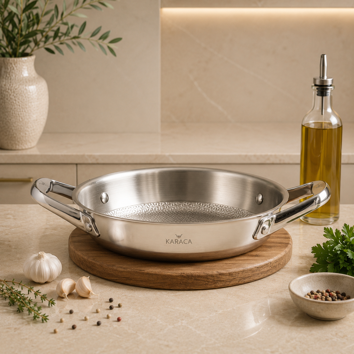 Karaca 3Ply PowerSteel 316+ Stainless Steel Frying Pan 20 cm, 153.03.08.0549