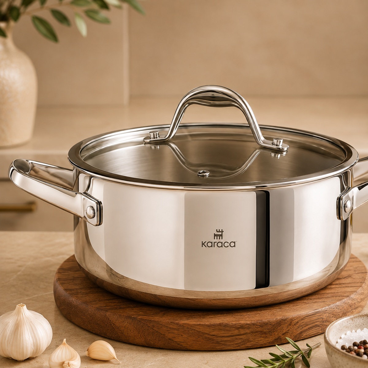 Karaca 3Ply PowerSteel 316+ Stainless Steel Pot 24 cm, 153.03.08.0551