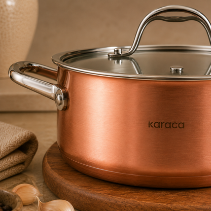 Karaca 3Ply PowerSteel 316+ Stainless Steel Induction Base Copper Pot 24 cm – 4.6 L , 153.03.08.0568