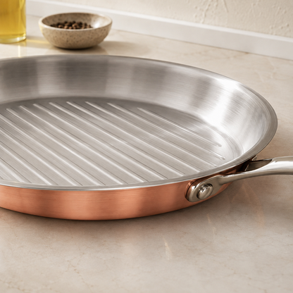 Karaca PowerSteel 3-Ply 316+ Stainless Steel Copper Grill Pan 28 cm – 2 L, 153.03.08.0571