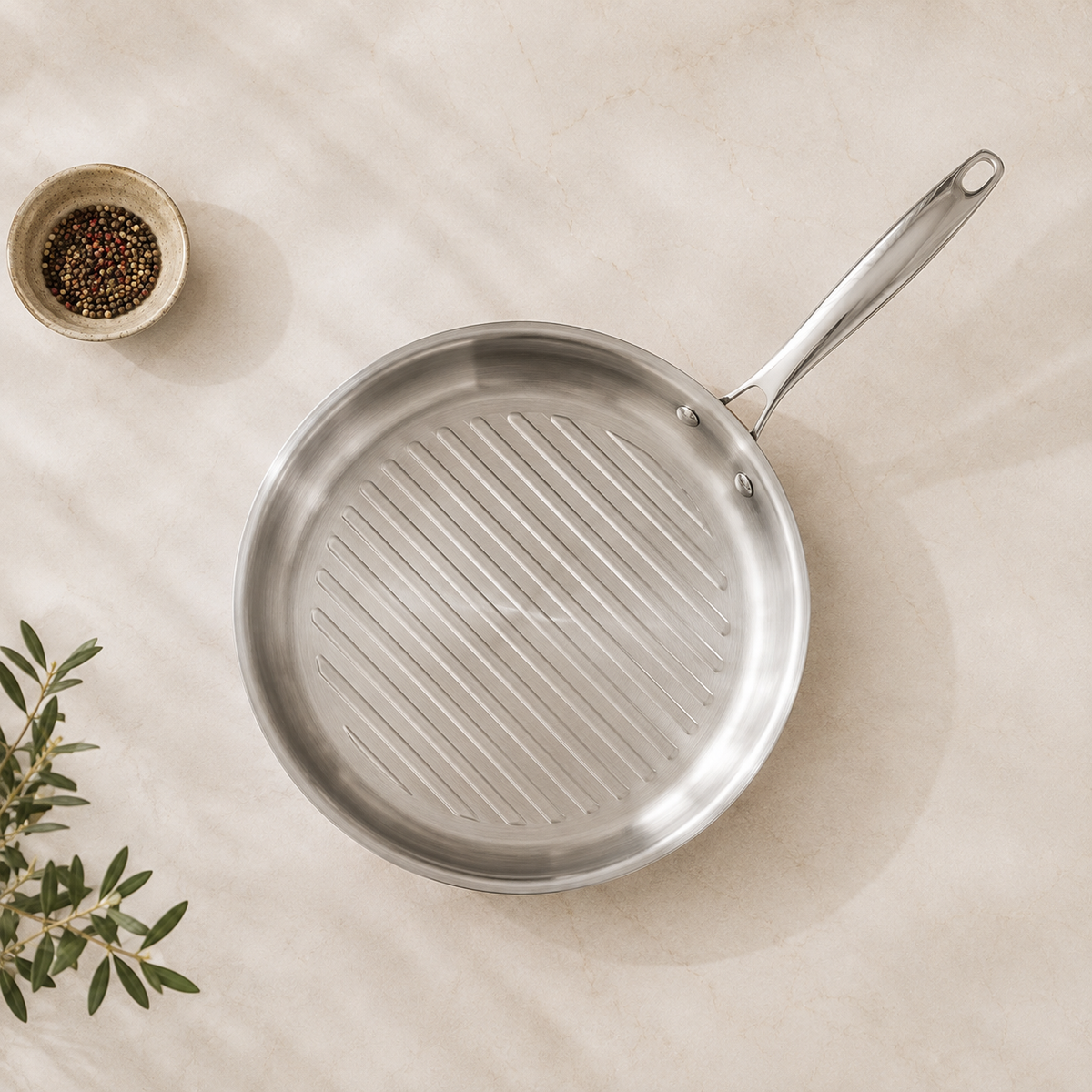 Karaca PowerSteel 3-Ply 316+ Stainless Steel Copper Grill Pan 28 cm – 2 L, 153.03.08.0571
