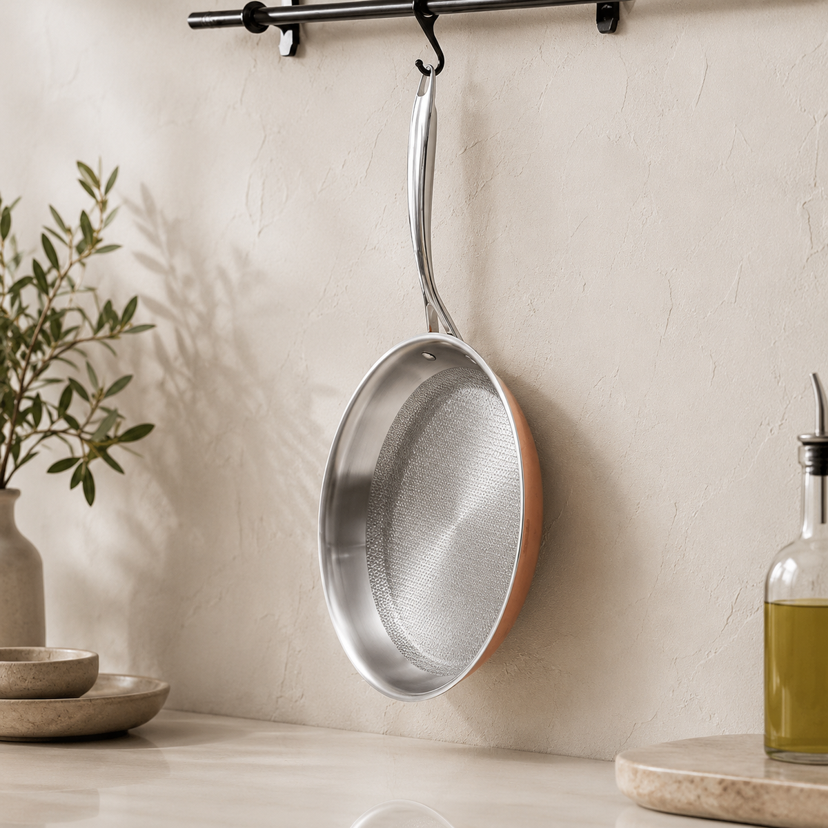 Karaca PowerSteel 3-Ply 316+ Stainless Steel Copper Frying Pan 30 cm – 2.6 L, 153.03.08.0574