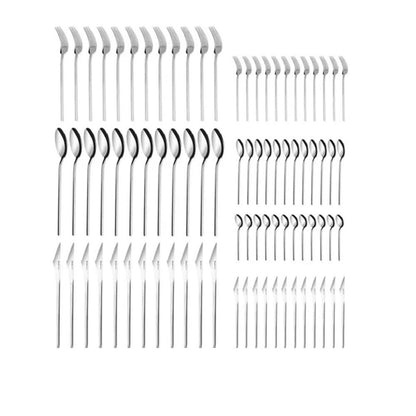 Karaca Look 84-Piece 316+ Stainless Steel Cutlery Set for 12 Persons - Silver, 15.03.08.1399