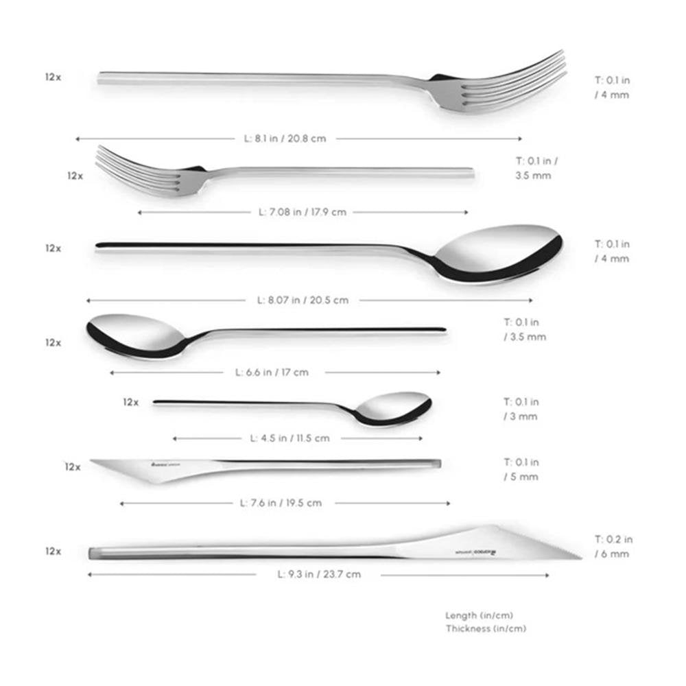 Karaca Look 84-Piece 316+ Stainless Steel Cutlery Set for 12 Persons - Silver, 15.03.08.1399