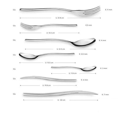 Karaca 316 Premium Dora Platinum 84-Piece Cutlery Set for 12 People, 153.03.08.1444