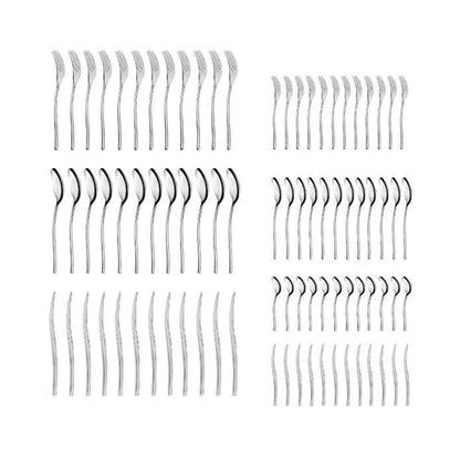 Karaca 316 Premium Dora Platinum 84-Piece Cutlery Set for 12 People, 153.03.08.1444