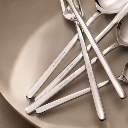 Karaca Focus 84-Piece Stainless Steel Cutlery Set for 12 People | Platinum Finish, 153.03.08.1807