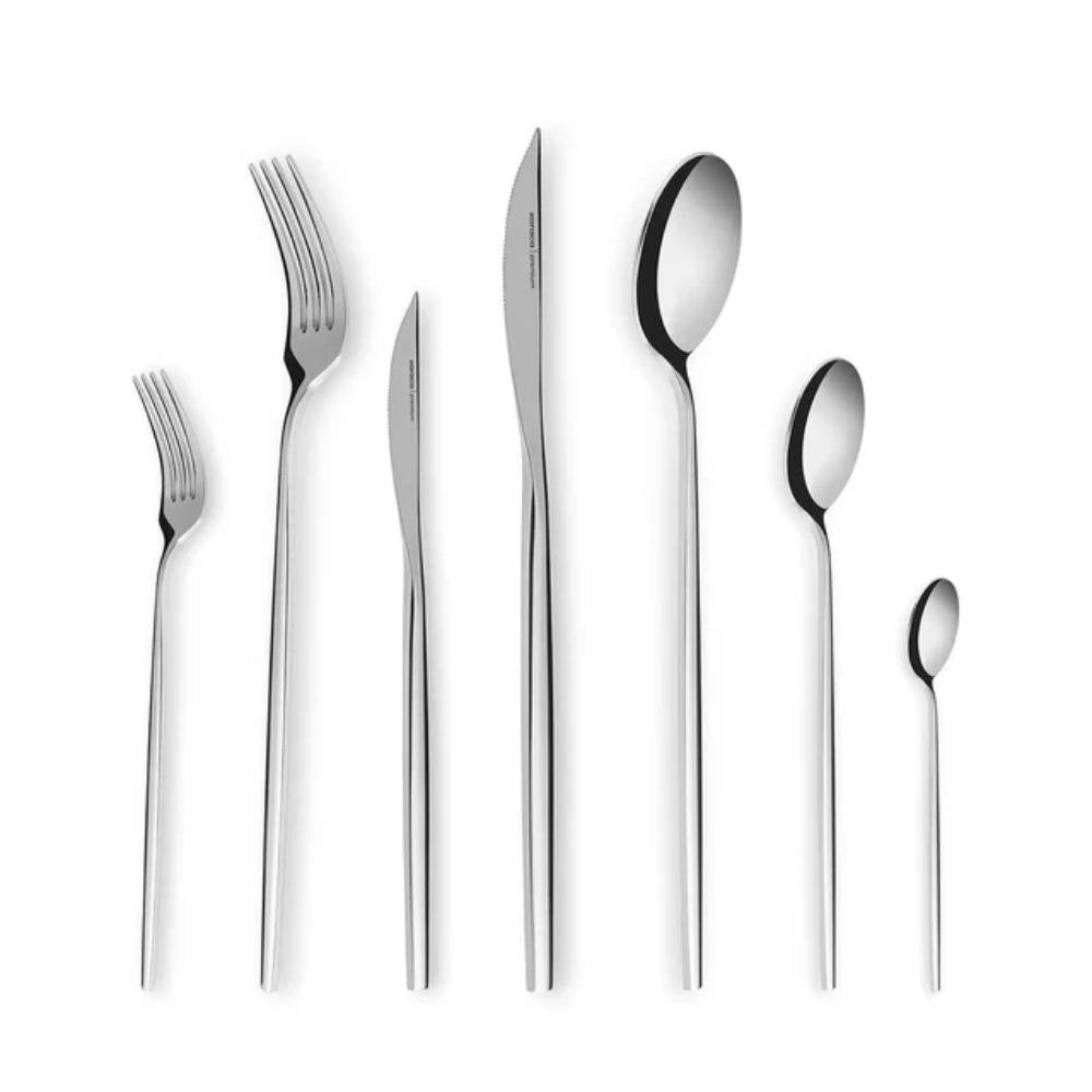 Karaca Mild 84-Piece 316+ Stainless Steel Cutlery Set for 12 People - Silver, 153.03.08.1817