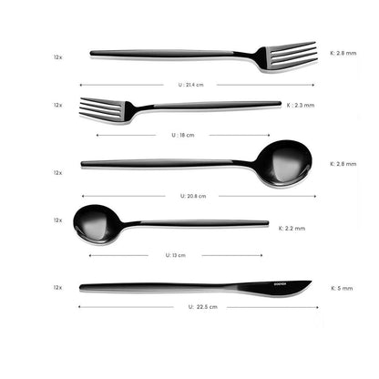 Karaca Orion 30-Piece Cutlery Set for 6 People – Black, 153.03.08.1906