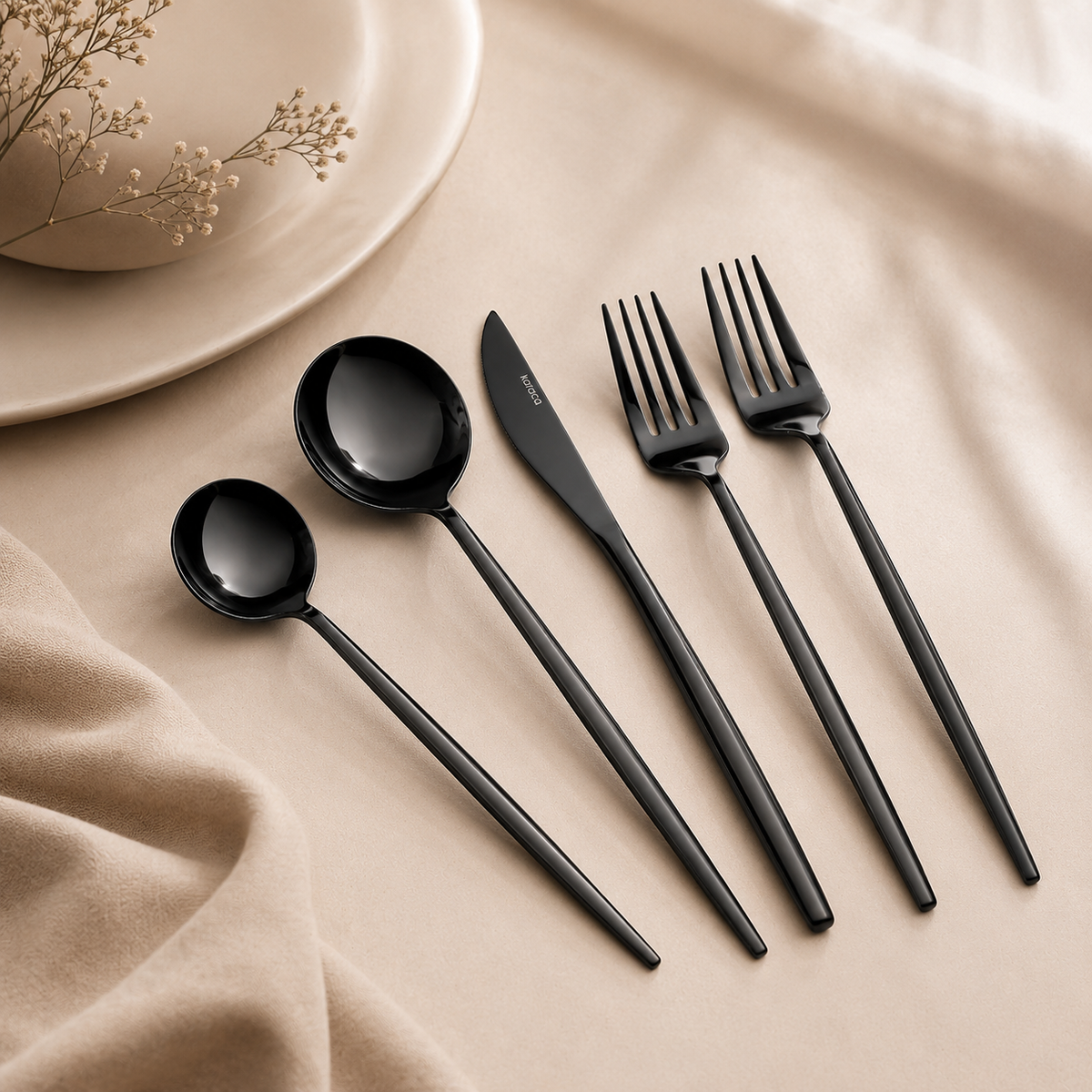 Karaca Orion 30-Piece Cutlery Set for 6 People – Black, 153.03.08.1906