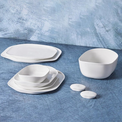 Karaca Streamline Plato 59-Piece Bone China Dinner Set for 12 People - White Gold, 153.03.08.2050