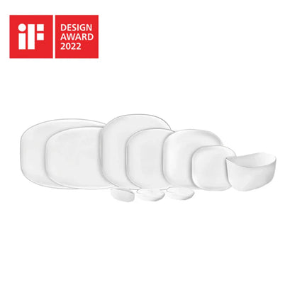 Karaca Streamline Plato 59-Piece Bone China Dinner Set for 12 People - White Gold, 153.03.08.2050
