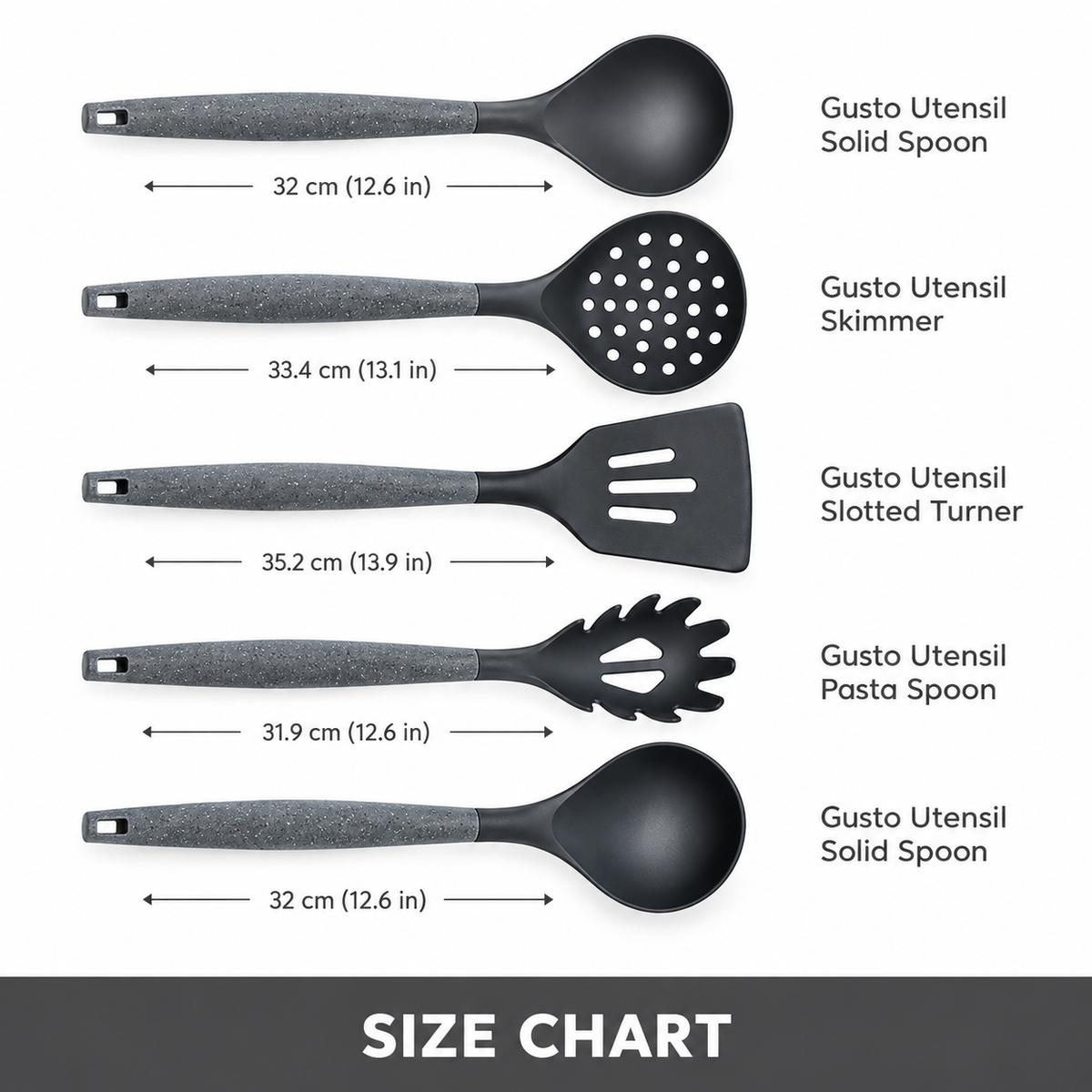 Karaca Gusto 12-Piece Knife & Kitchen Utensil Set with Block & Chopping Board – Grey, 153.03.08.2615