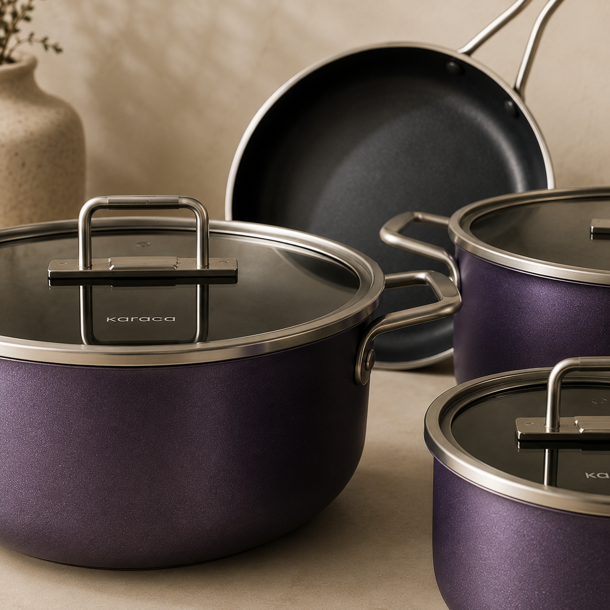 Karaca Mastermaid BioDiamond Cookware Set Grape Purple - 9 Pieces, 153.03.08.2882