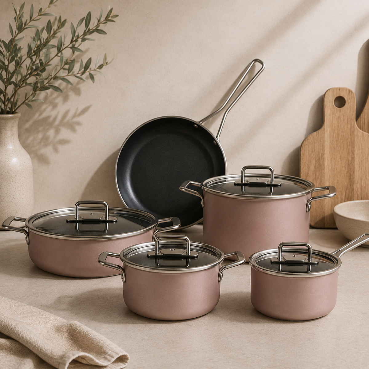 Karaca Mastermaid BioDiamond 9-Piece Cookware Set, 153.03.08.2883
