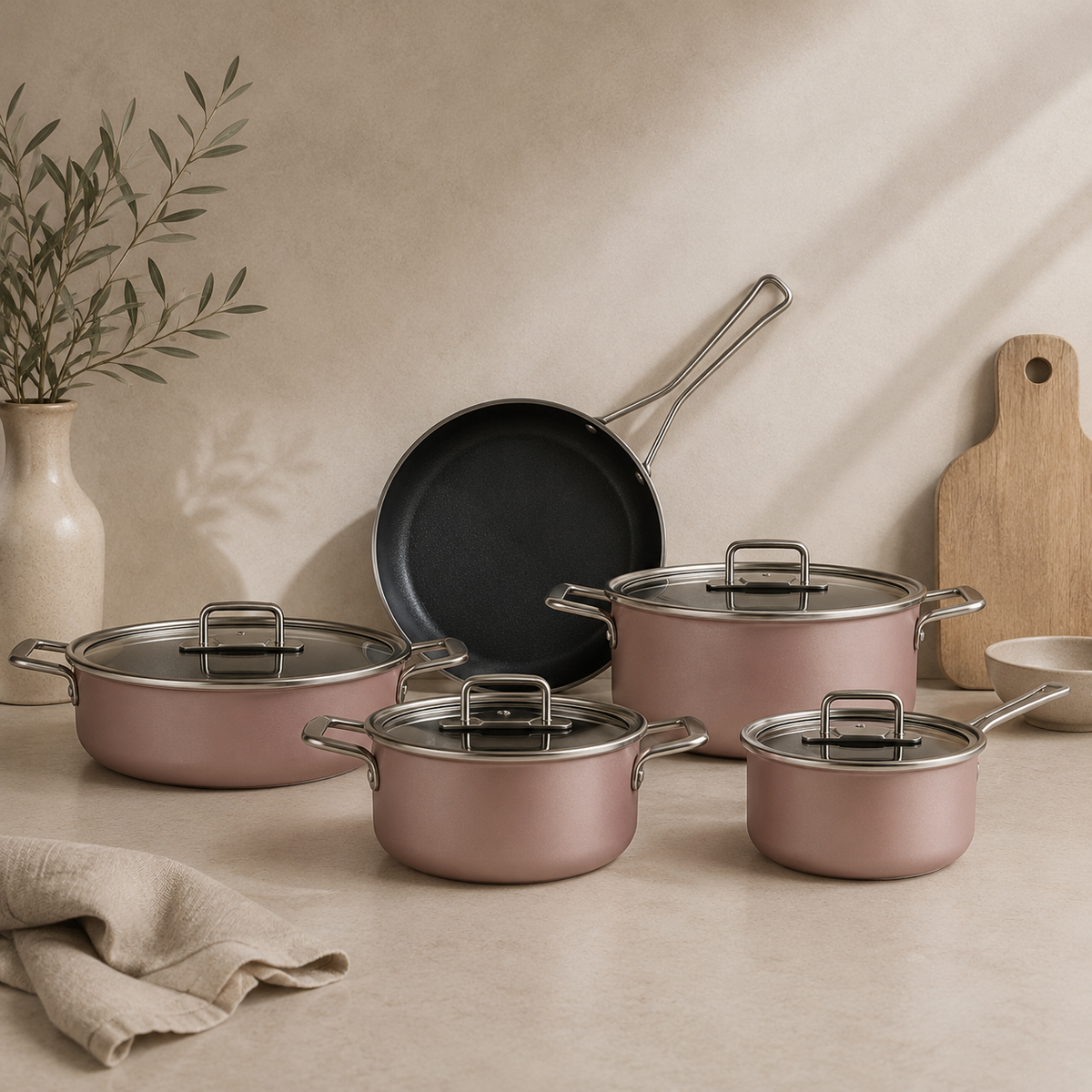 Karaca Mastermaid BioDiamond 9-Piece Cookware Set, 153.03.08.2883