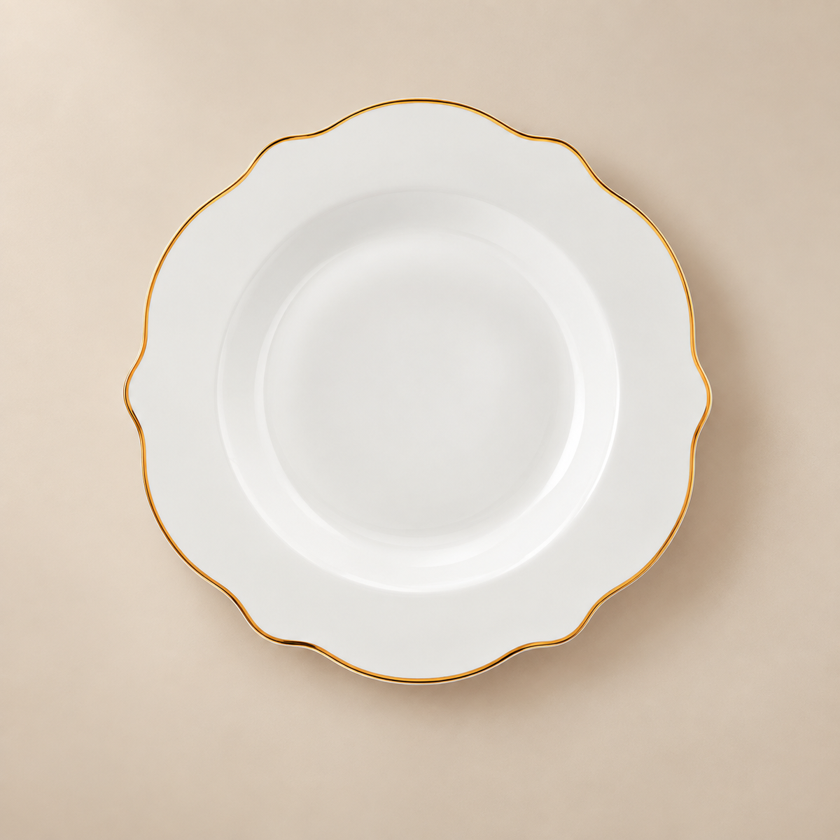 Karaca Daisy Gold Wave Shape Boat-Shaped 27-Piece Porcelain Dinner Set for 6, 153.03.08.3275