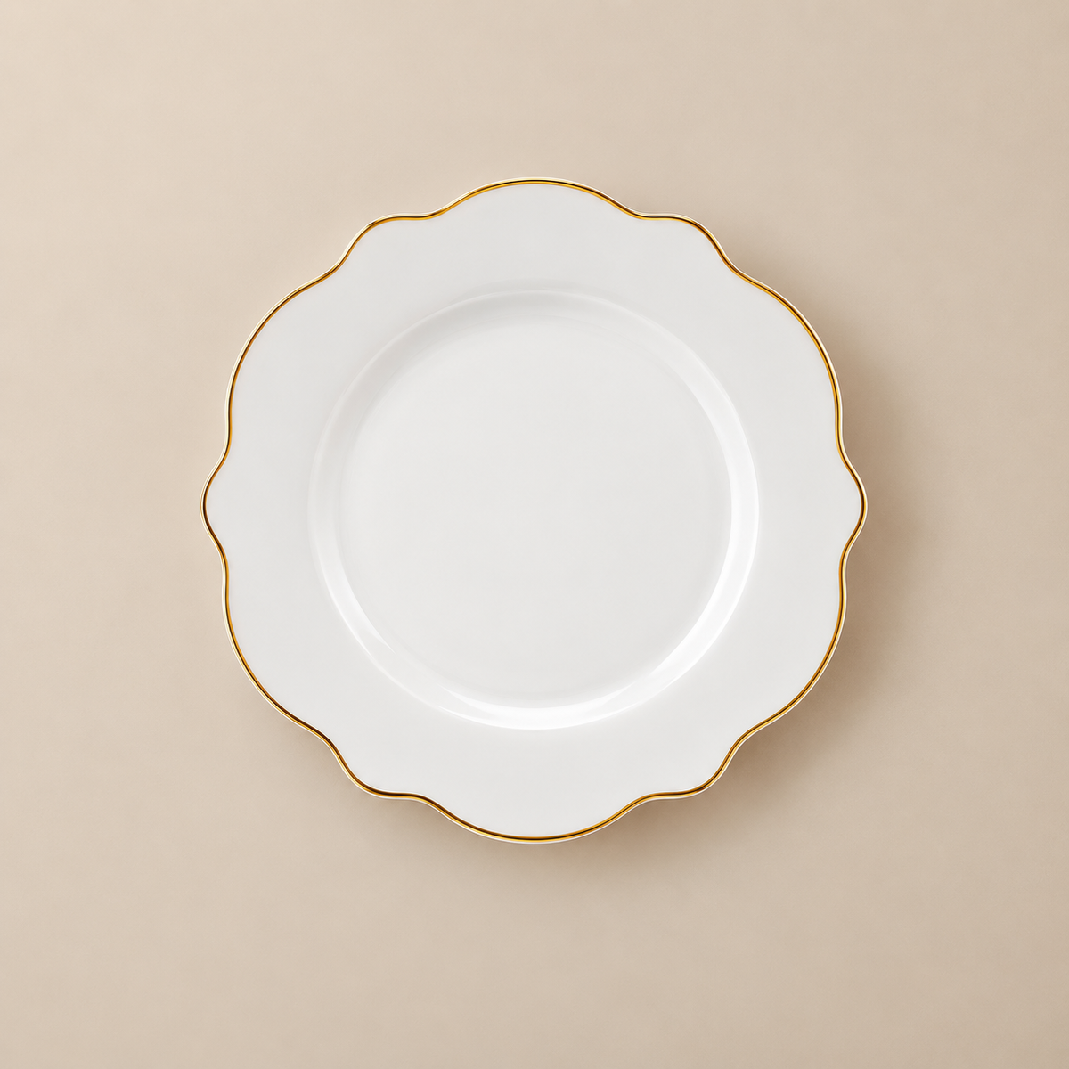 Karaca Daisy Gold Wave Shape Boat-Shaped 27-Piece Porcelain Dinner Set for 6, 153.03.08.3275