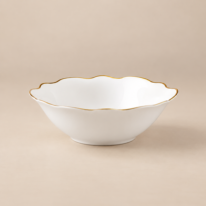 Karaca Daisy Gold Wave Shape Boat-Shaped 27-Piece Porcelain Dinner Set for 6, 153.03.08.3275