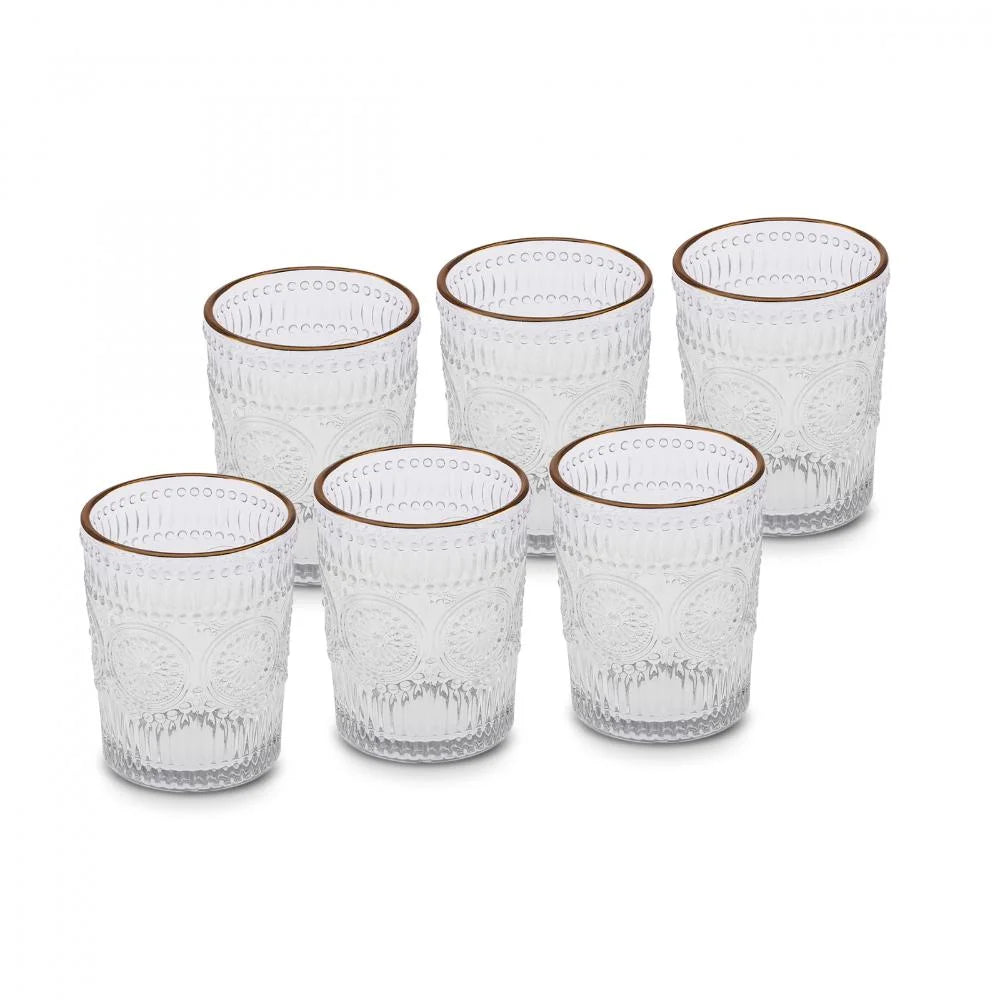 Karaca Sunflower 6-Piece Gold Water Glass Set – 332 ml, 153.03.08.4347