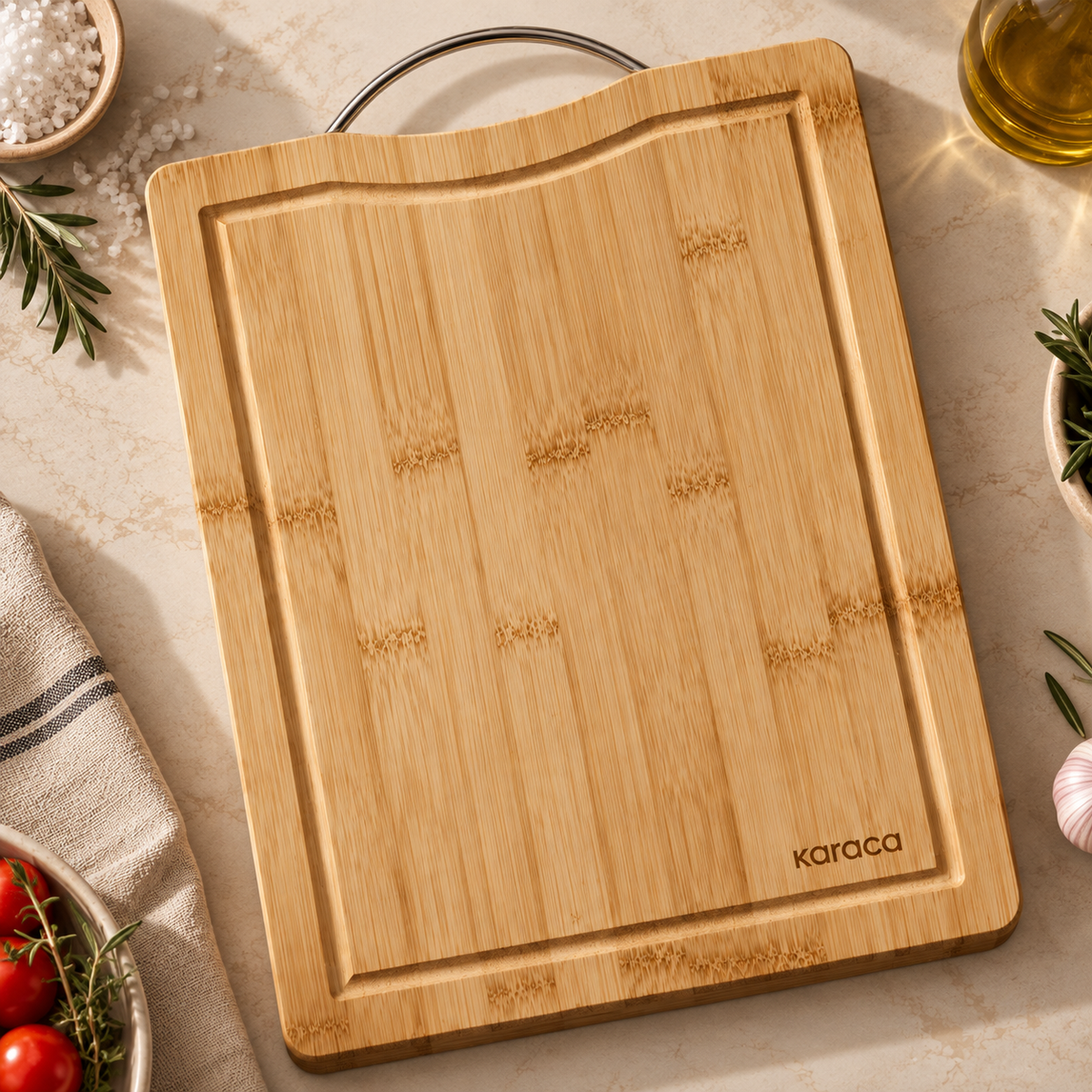 Karaca Owen Rectangle Bamboo Cutting Board – 28 × 20 cm, 153.03.09.0021