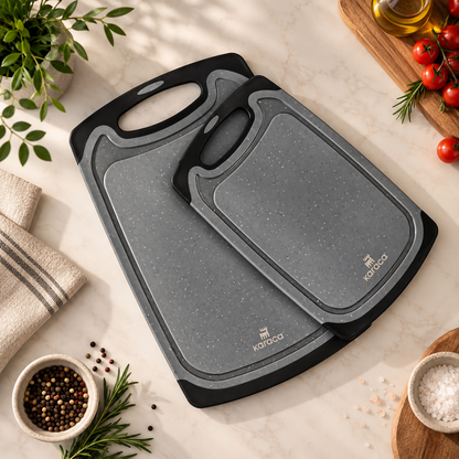 Karaca Daily Granite Patterned 2-Piece Gray Cutting Board Set, 153.03.09.0040