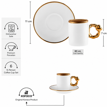 Karaca Heart-Shaped 6-Piece Coffee Cup Set 80 ml, 153.09.01.0228