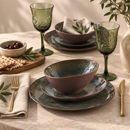 Karaca Bonn 24-Piece Reactive Glaze Dinner Set for 6 People, 153.09.01.1478