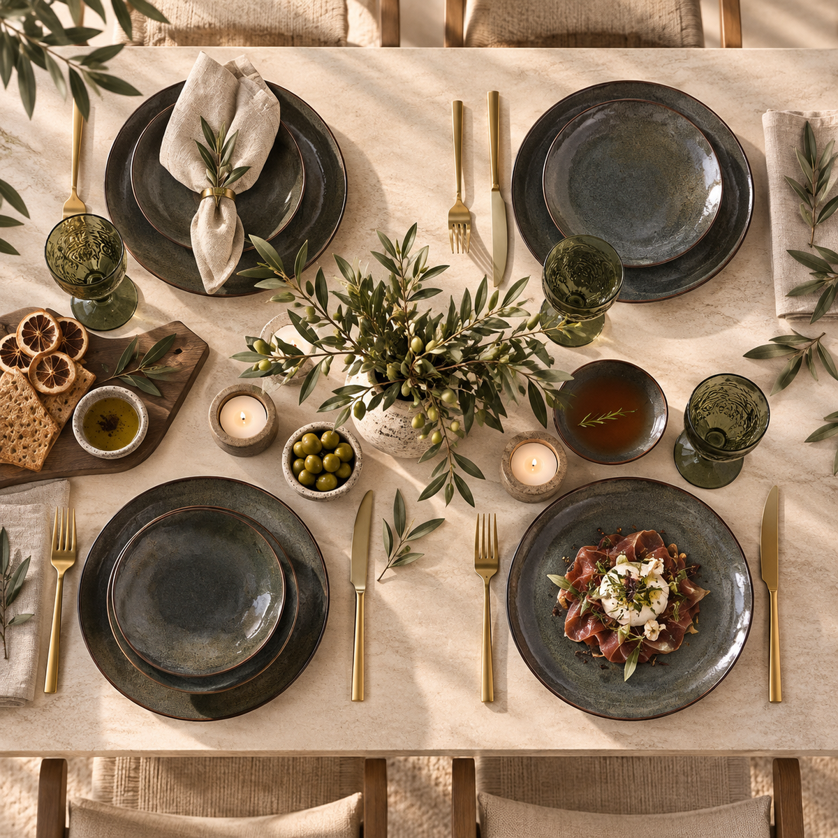 Karaca Bonn 24-Piece Reactive Glaze Dinner Set for 6 People, 153.09.01.1478