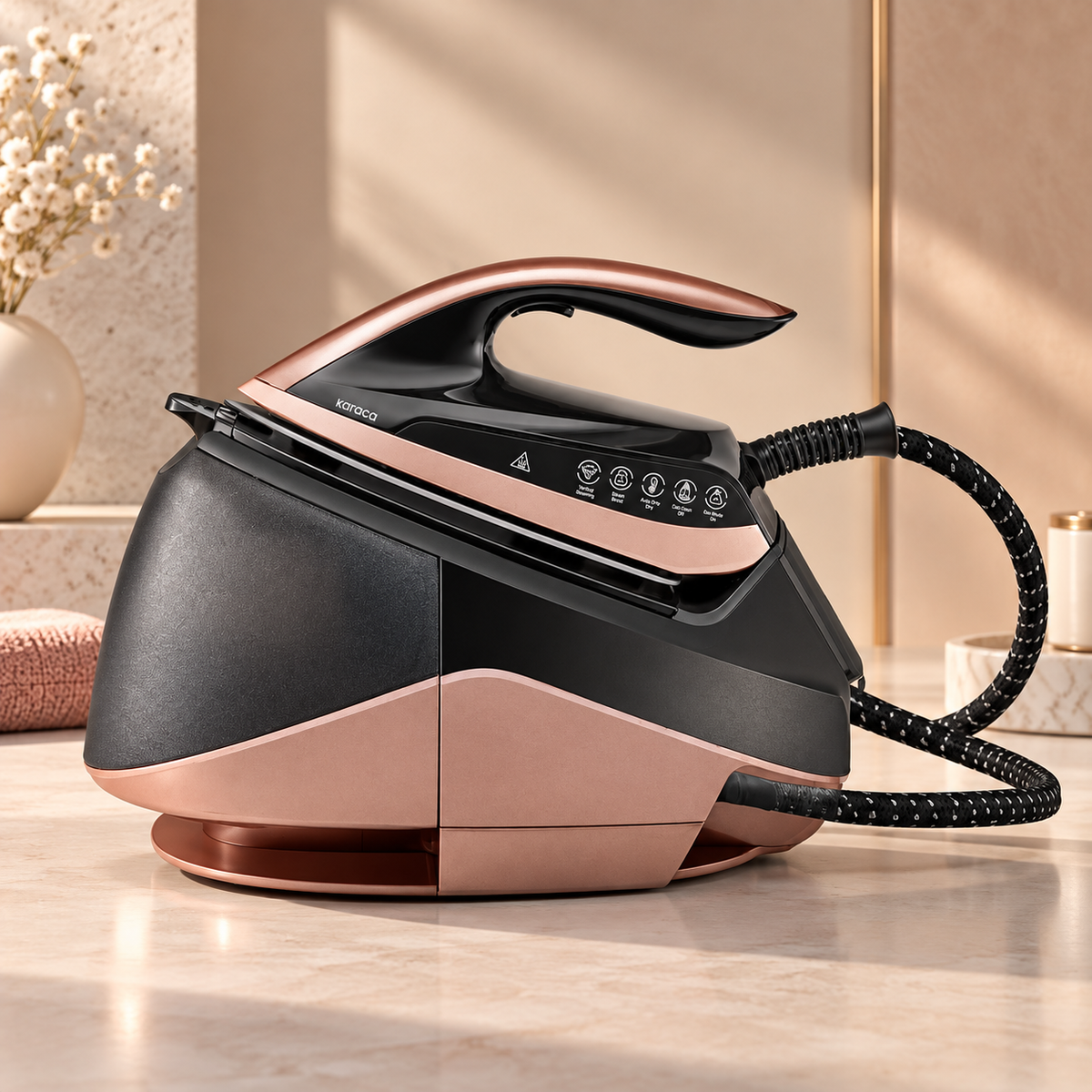 Karaca Suction Cup Smart Touch Steam Iron – Rosegold, 7883