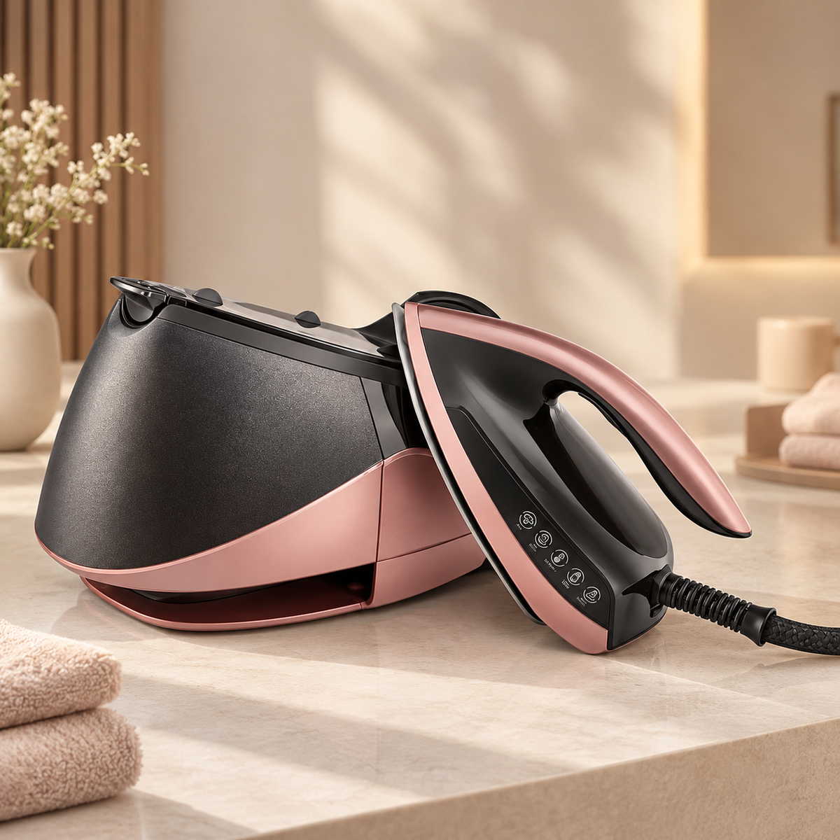 Karaca Suction Cup Smart Touch Steam Iron – Rosegold, 7883