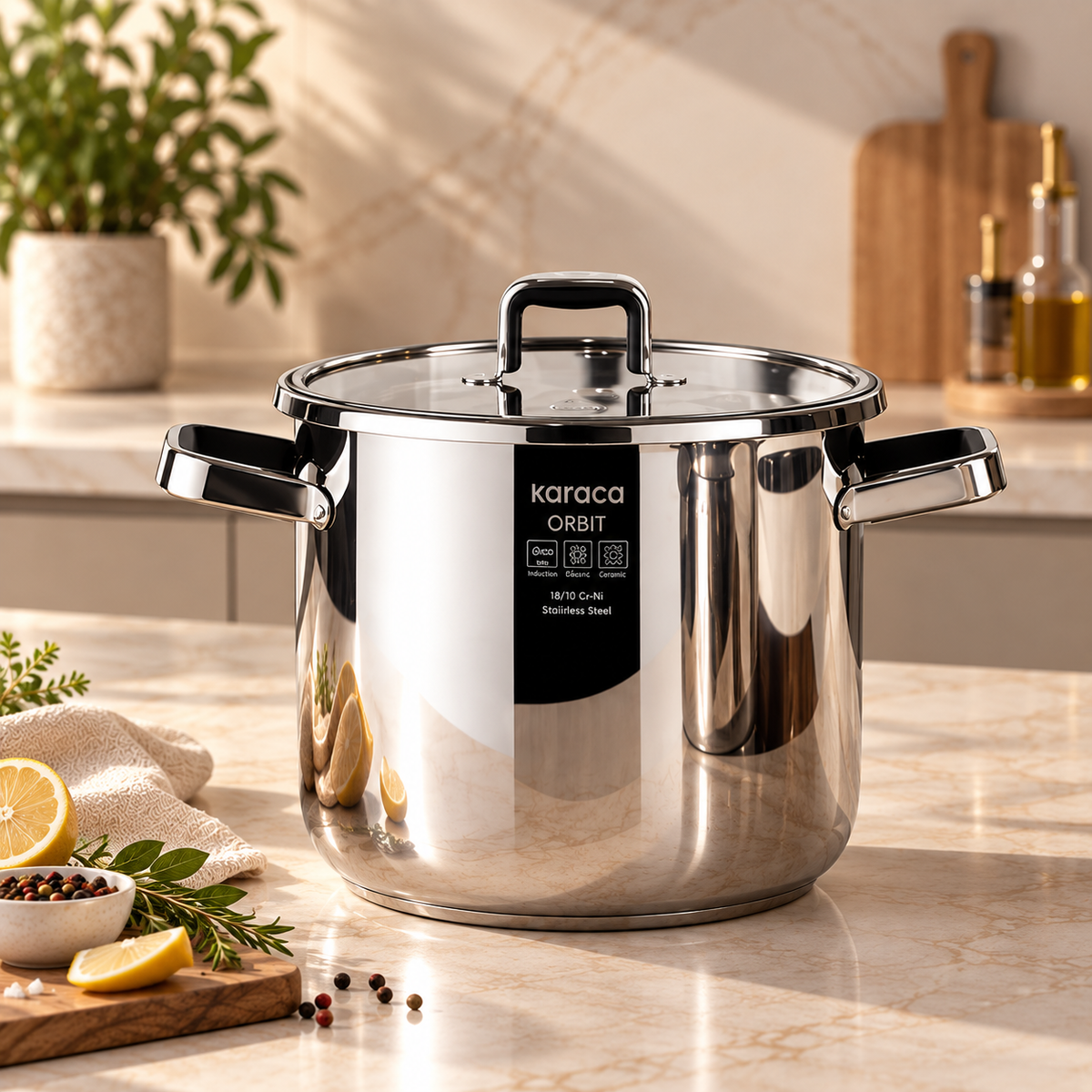 Karaca Orbit Pressure Cooker Set 6+8 L - Black, 153.09.01.3011