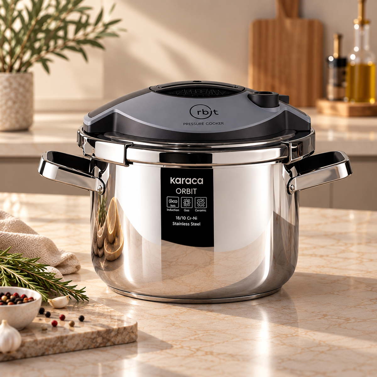 Karaca Orbit Pressure Cooker Set 6+8 L - Black, 153.09.01.3011