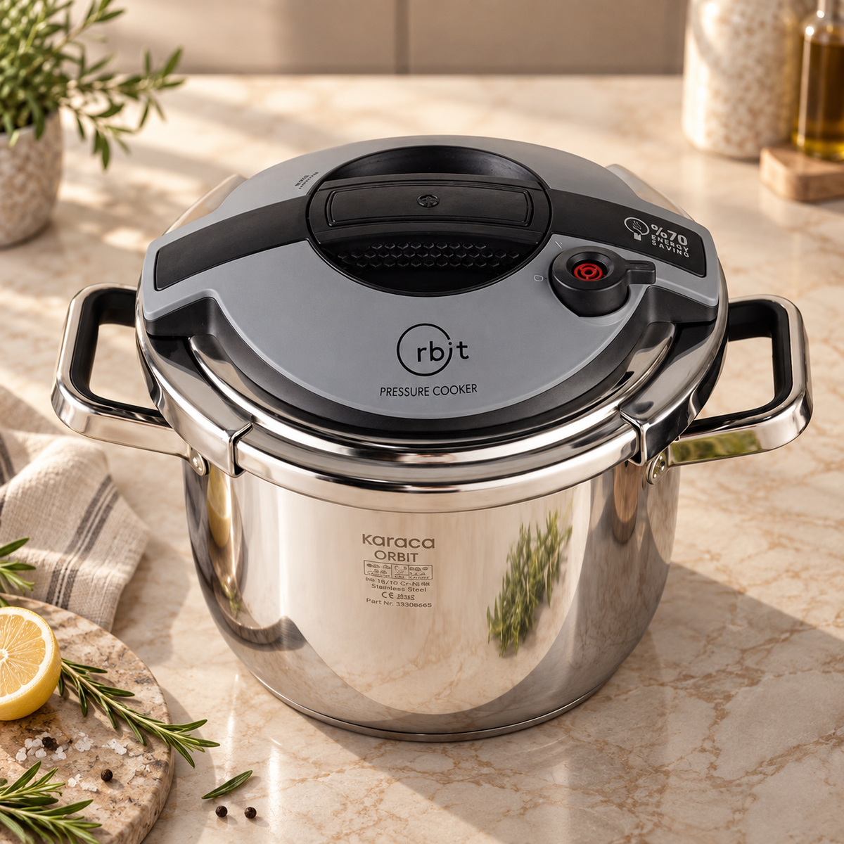 Karaca Orbit Pressure Cooker Set 6+8 L - Black, 153.09.01.3011