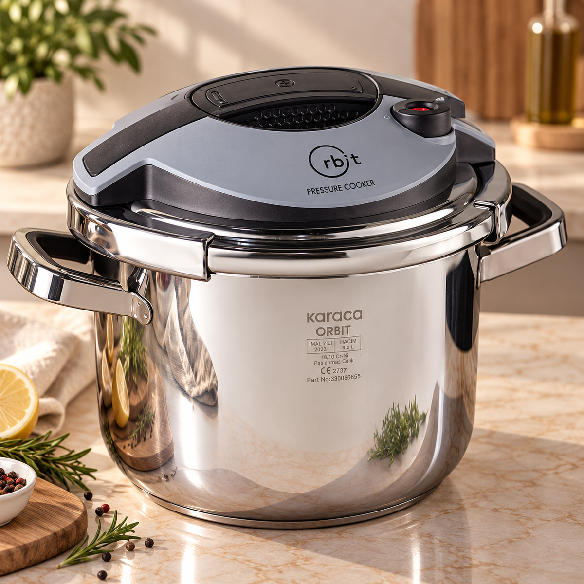Karaca Orbit Pressure Cooker Set 6+8 L - Black, 153.09.01.3011