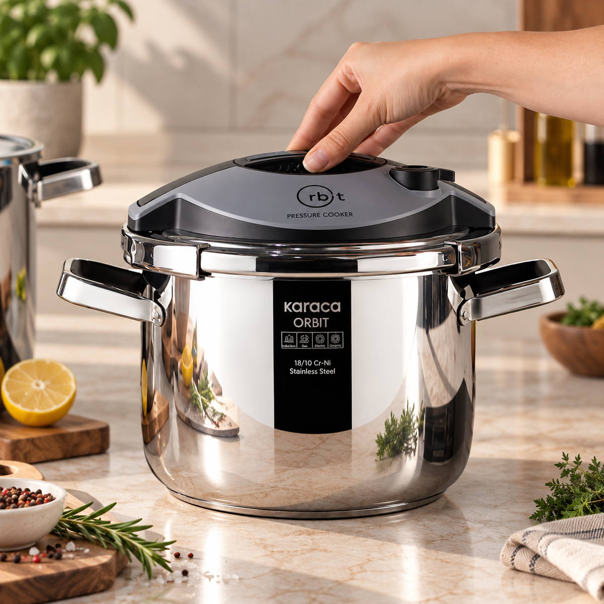 Karaca Orbit Pressure Cooker Set 6+8 L - Black, 153.09.01.3011