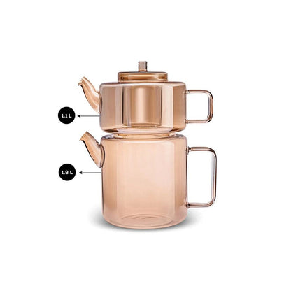 Karaca Flat Borosilicate Glass Teapot - Amber, 153.09.01.3205Fhome