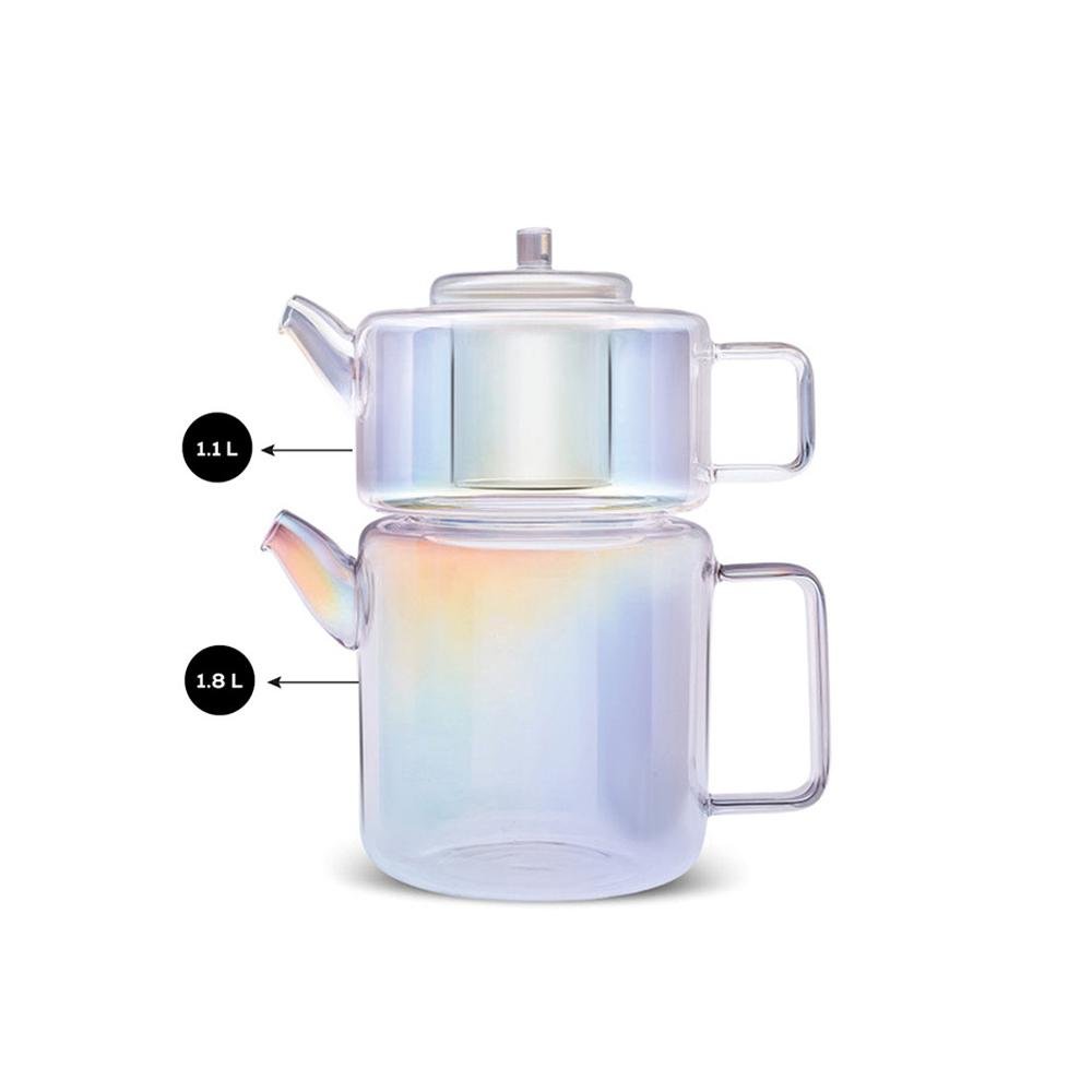 Karaca Flat Borosilicate Glass Midi Teapot Luster, 153.09.01.3207