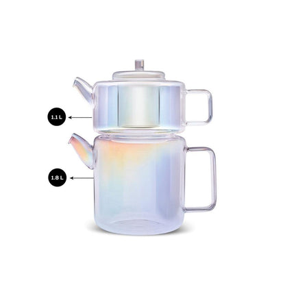 Karaca Flat Borosilicate Glass Midi Teapot Luster, 153.09.01.3207
