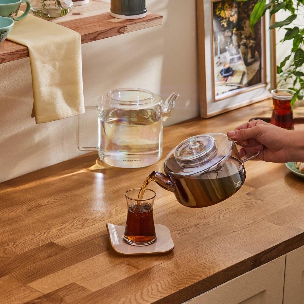 Karaca Flat Borosilicate Glass Midi Teapot Luster, 153.09.01.3207