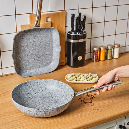 Karaca Biogranit Nare Wok & Grill Pan Set Blue – 2 Pieces, 153.09.01.3580