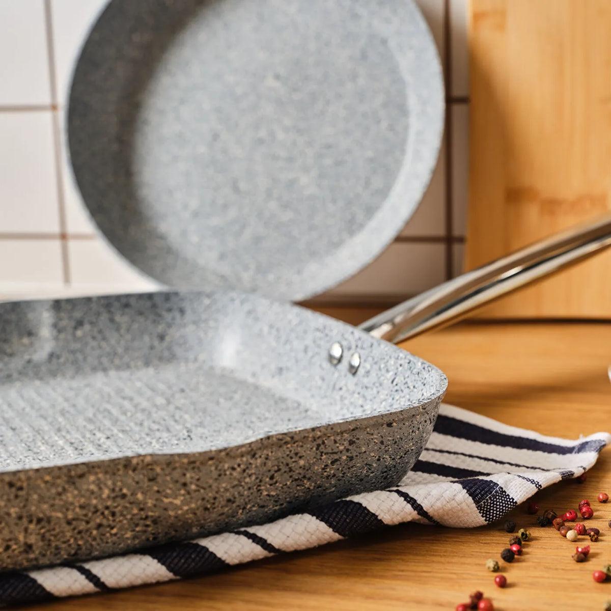Karaca Biogranit Nare Wok & Grill Pan Set Blue – 2 Pieces, 153.09.01.3580