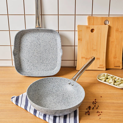 Karaca Biogranit Nare Wok & Grill Pan Set Blue – 2 Pieces, 153.09.01.3580