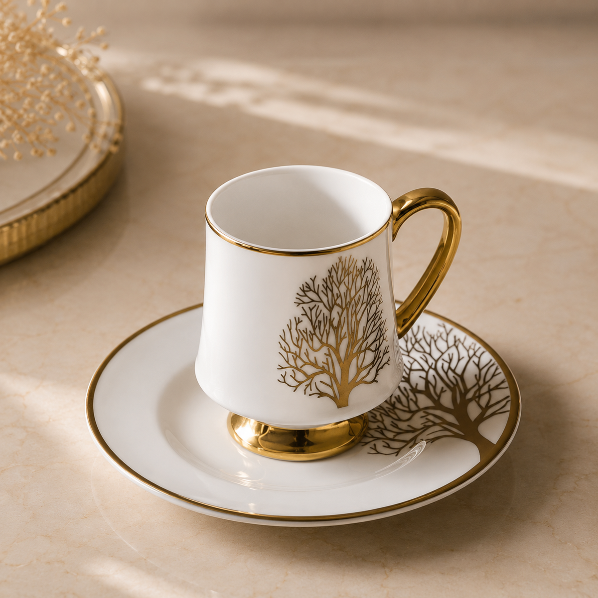 Karaca Afra 6-Piece Coffee Cup Set with Saucers 90 ml, 153.09.01.3648